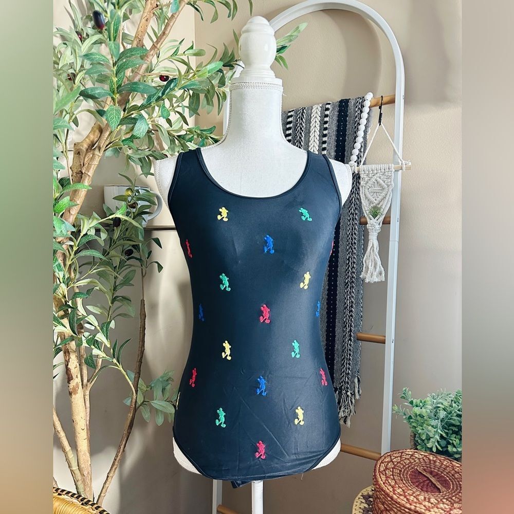 Vintage Y2K Disney Store Mickey Mouse One Piece Swimsuit Black Size 8
